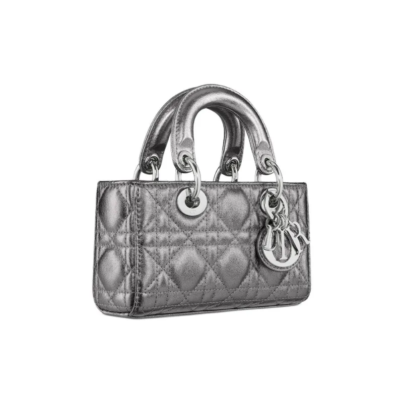 DIOR Lady D Joy Cow Leather Lady Dior Bag, Shoulder Bag, Crossbody Bag, Handbag Extra Mini Women's Silver Gray-3