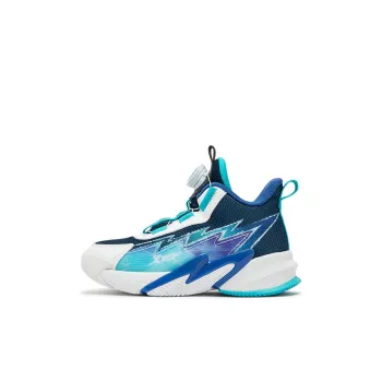 XTEP Anti Slip Wear Resistant Mid Top Children's Basketball Shoes Night Blue Lyon Blue Children Aged 3 7 Years Old