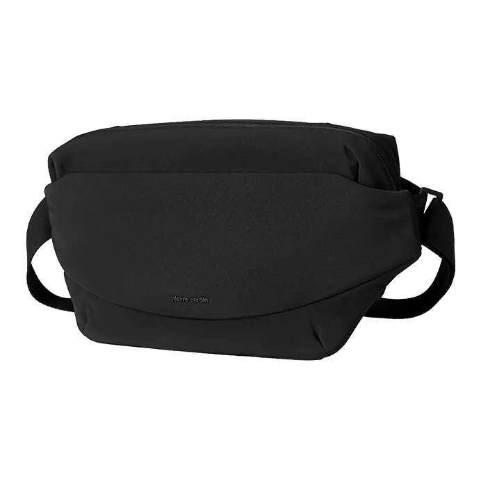PIERRE CARDIN Zip Closure Crossbody Fanny Pack Medium Size Men's Black-1
