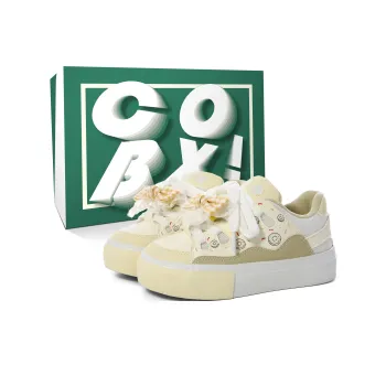 Cob Slip-Resistant Lightweight Coverage Low-Top Skateboard Shoes Women's Yellow White