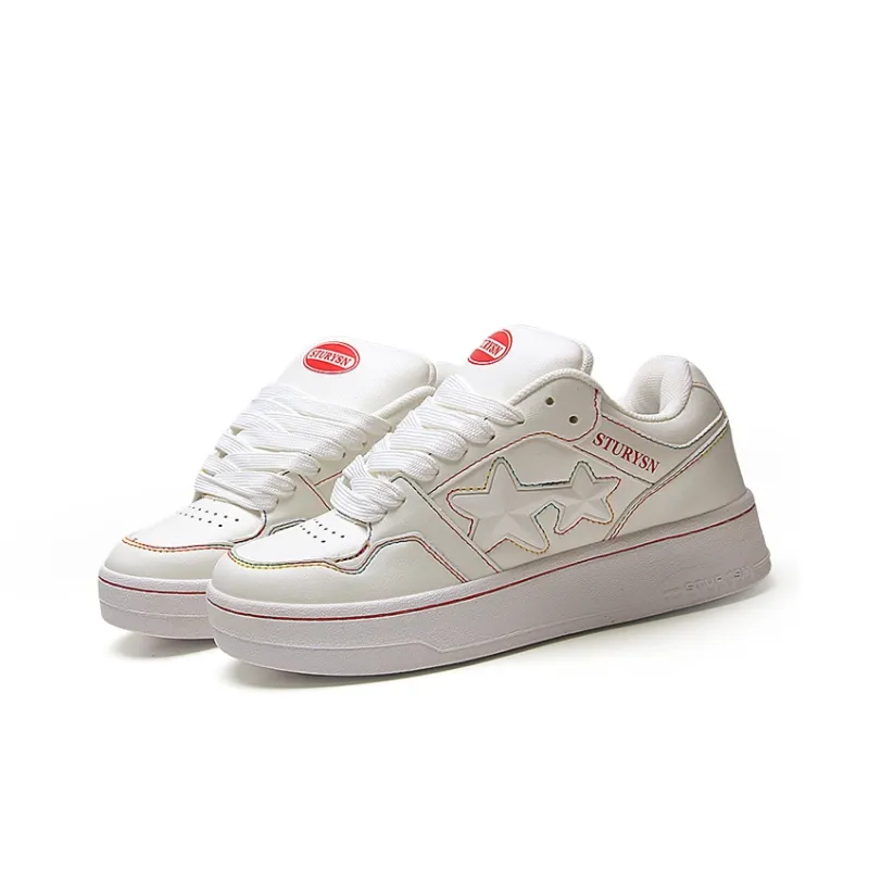 STUR YSN Wear resistant And Lightweight Low Top Skateboard Shoes Women's White Rainbow-1