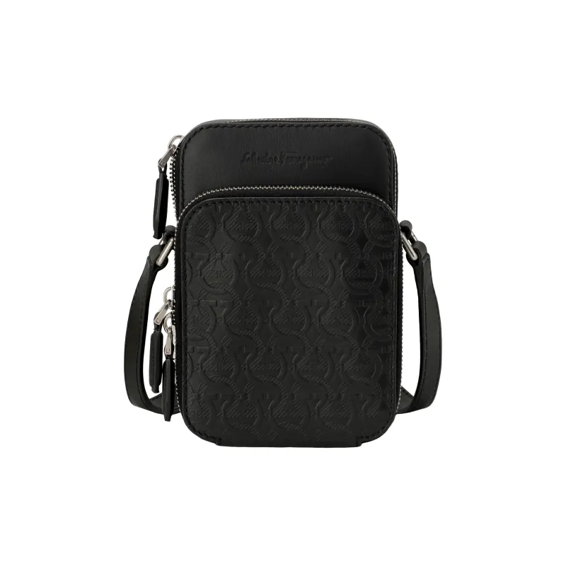 FERRAGAMO Calfskin Travel Bag Unisex Black-1