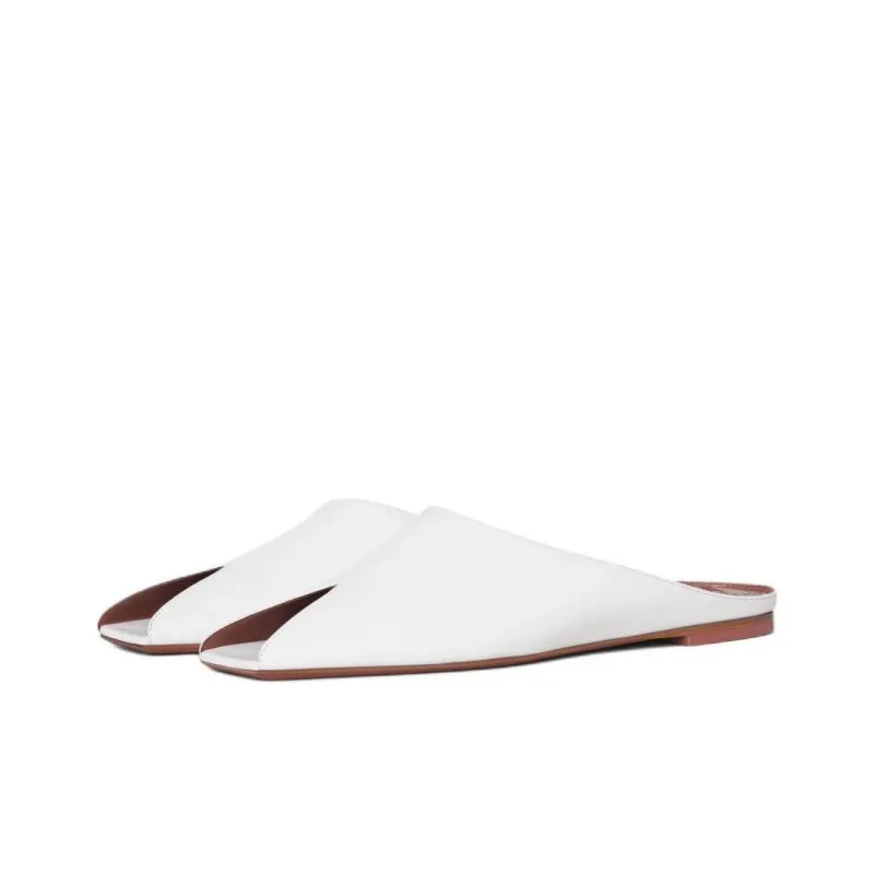 Alaia Slide Slippers Women's White-4