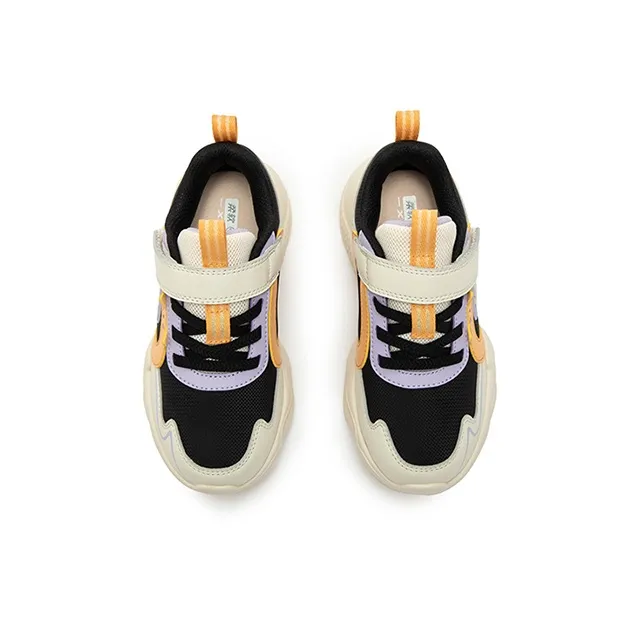 XTEP Non slip Support Low Top Kids Lifestyle Shoes Black Light Apricot Lavender Kids'-3