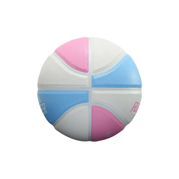 RIGORER PU Basketball Macaron Color Scheme Pink Blue White Size 7 Size 6 Size 5 Ball Street Training Competition-3