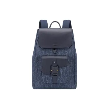 DIOR OBLIQUE Cow Leather Backpack Women's Marine Blue