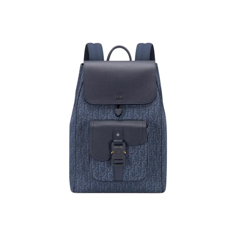 DIOR Cow Leather Backpack Women's Marine Blue-0