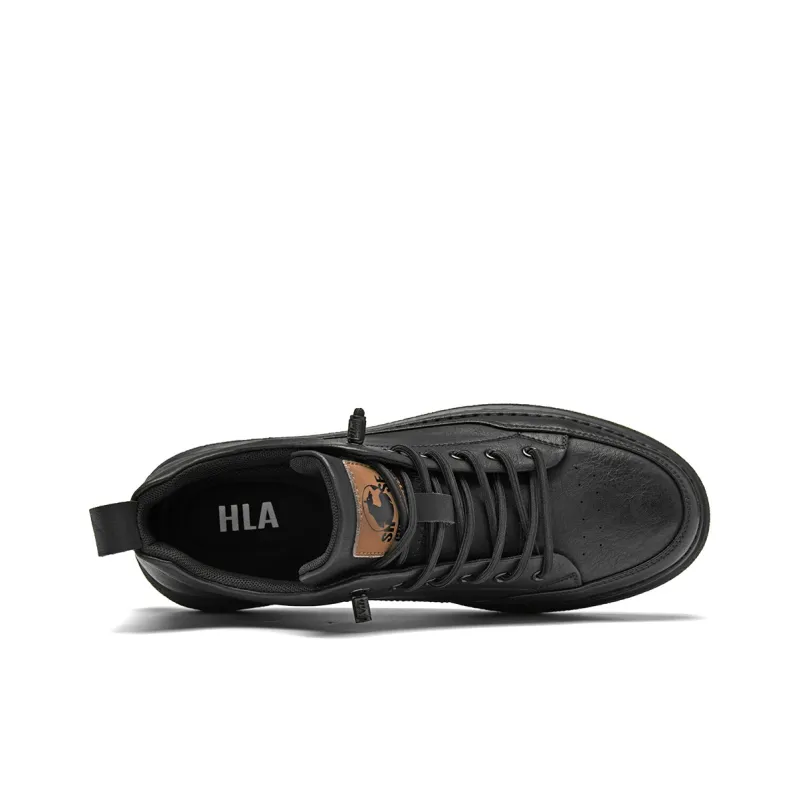 HLA Men's Casual Shoes Men Mid Top Black/Brown-3