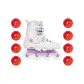 Yasui White Roller Skates 42+80MM Red Shimmery Wheels*8