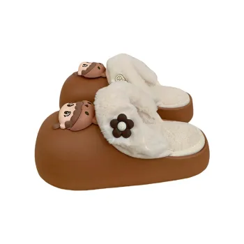 SHIGUDE Cotton Slippers Women's Brown