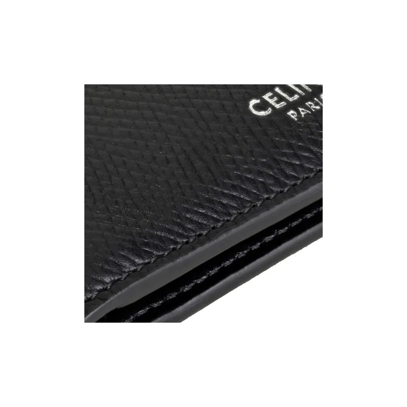 CELINE Grain Cow Leather Wallet Men's Black-4