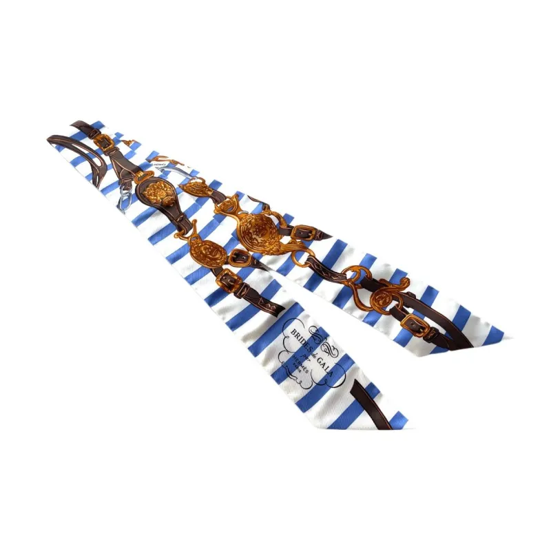 HERMES Silk Silk Scarves Women's Blue/White-1