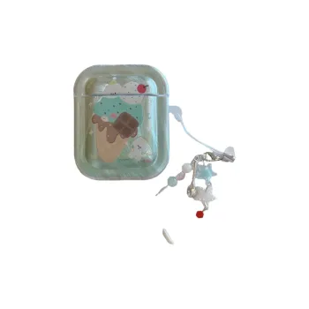 Baohuguang Compatible With AirPods 1/pro/3 TPU Ins Green Cute Ice Cream Puppy Fully Enclosed Headphone Cases