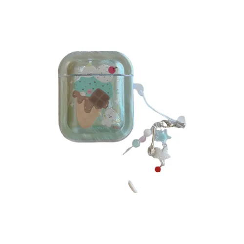 Baohuguang Compatible With AirPods 1/pro/3 TPU Ins Green Cute Ice Cream Puppy Fully Enclosed Headphone Cases
