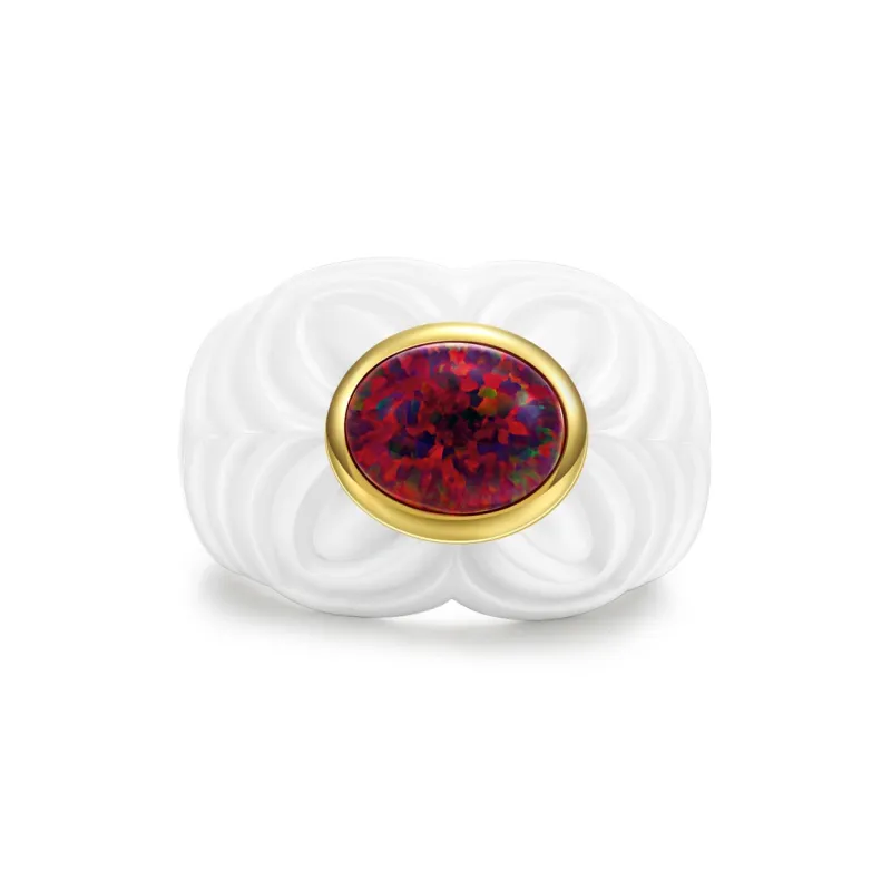 M`GARDEN 925 Silver Ceramic Rings Women's-10