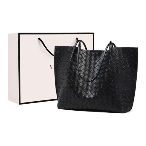 VINEY Cow Leather Shoulder Bags Handheld Tote Bag Large Size Women's Black