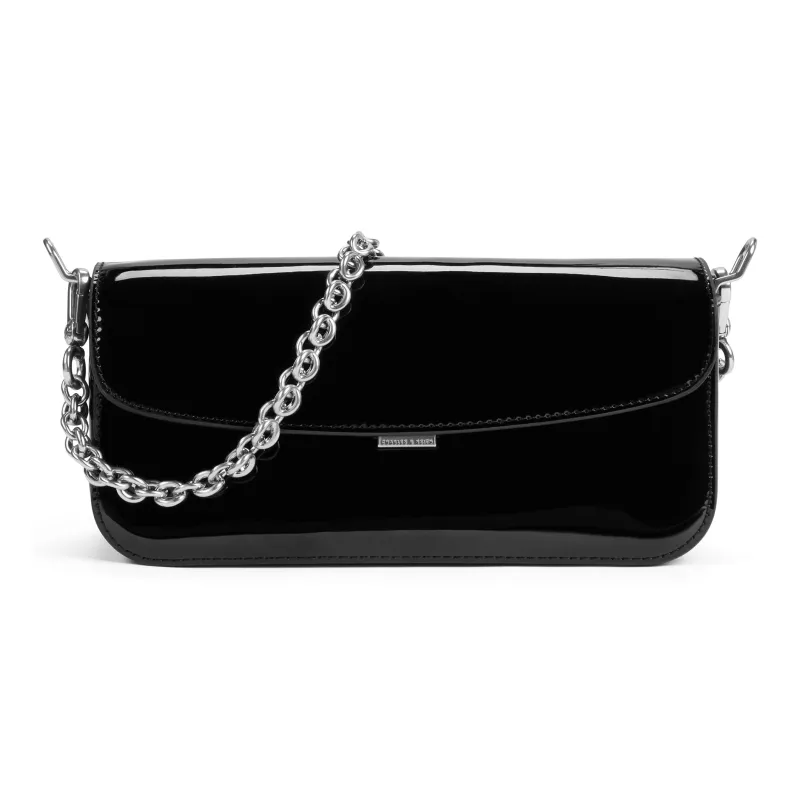 CHARLES&KEITH PU One Shoulder Bag Trumpets Women's Silver/Noir Black-3