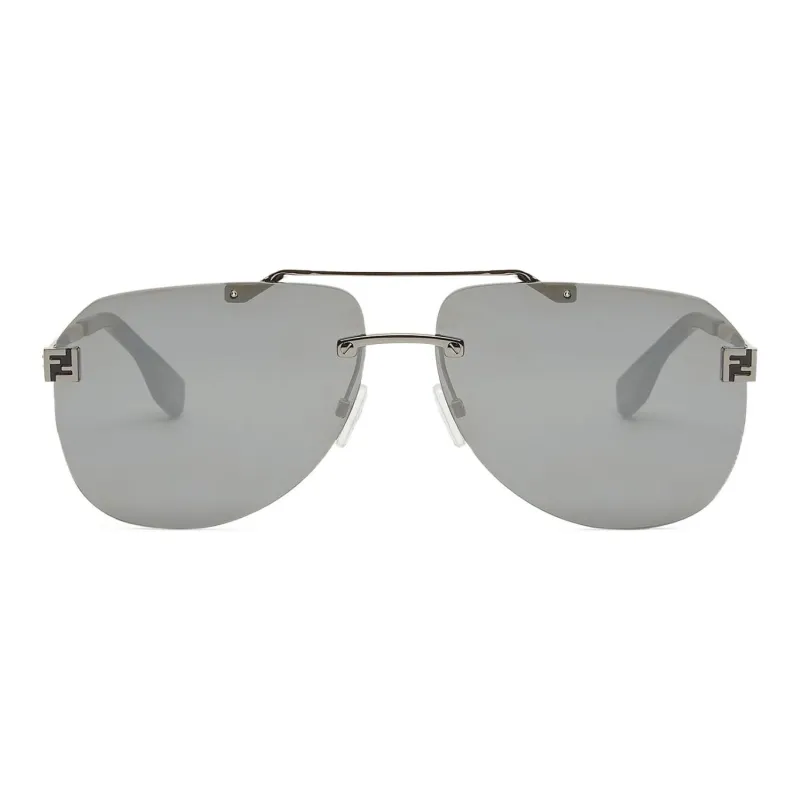 FENDI Metal Plastic Aviator Sunglasses Men's Gray-1