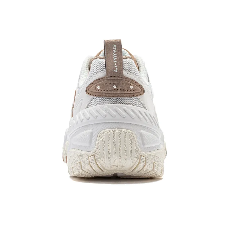 LiNing Brown Sugar Cushioning, Abrasion Resistant, Height Increasing Low Top Casual Shoes Women's White-5