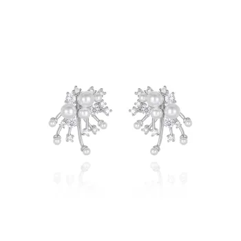 DODOGOGO Alloy S 925 Sterling Silver Stud Earrings Women's Silver