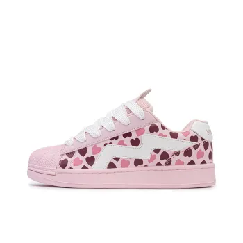 Little Red Man Shell Collection Anti Slip Wear Resistant Low Top Skateboard Shoes Women's Heart Pink