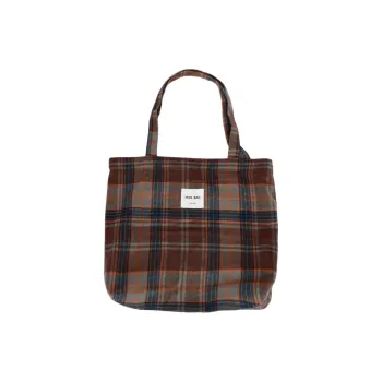 TOMATO&POTATO Polyester Shoulder Bag Women's Brown Blue Plaid