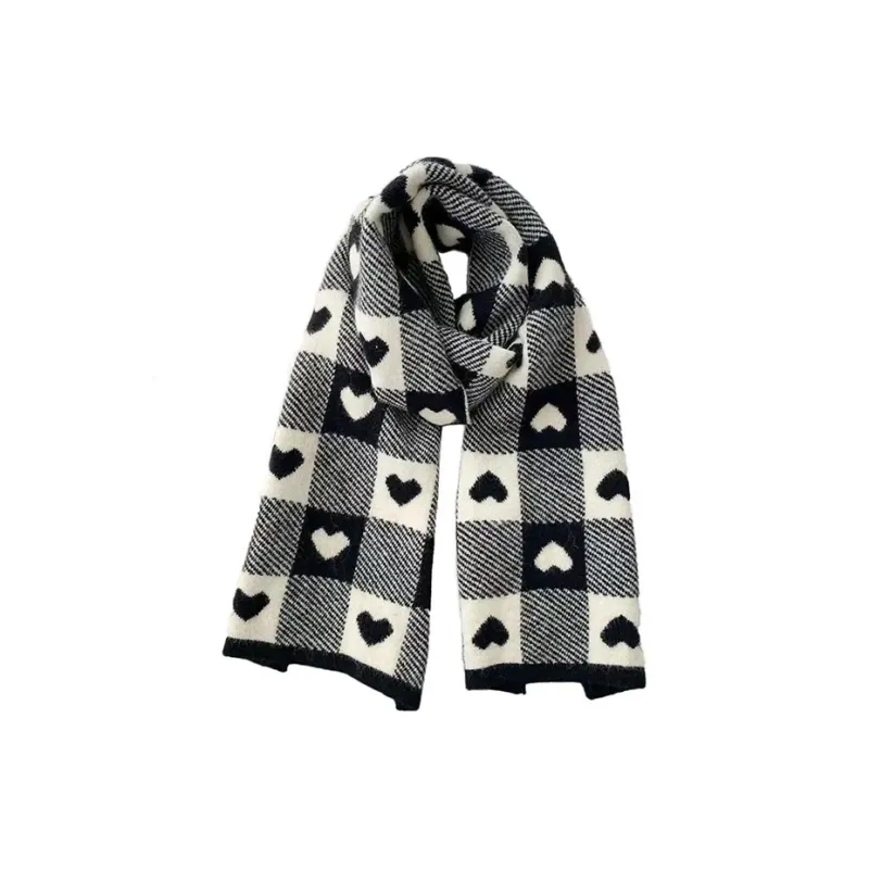 PISHUSHU Polyester Knit Scarves Unisex Black Beige Orange Milk Tea Beige-0