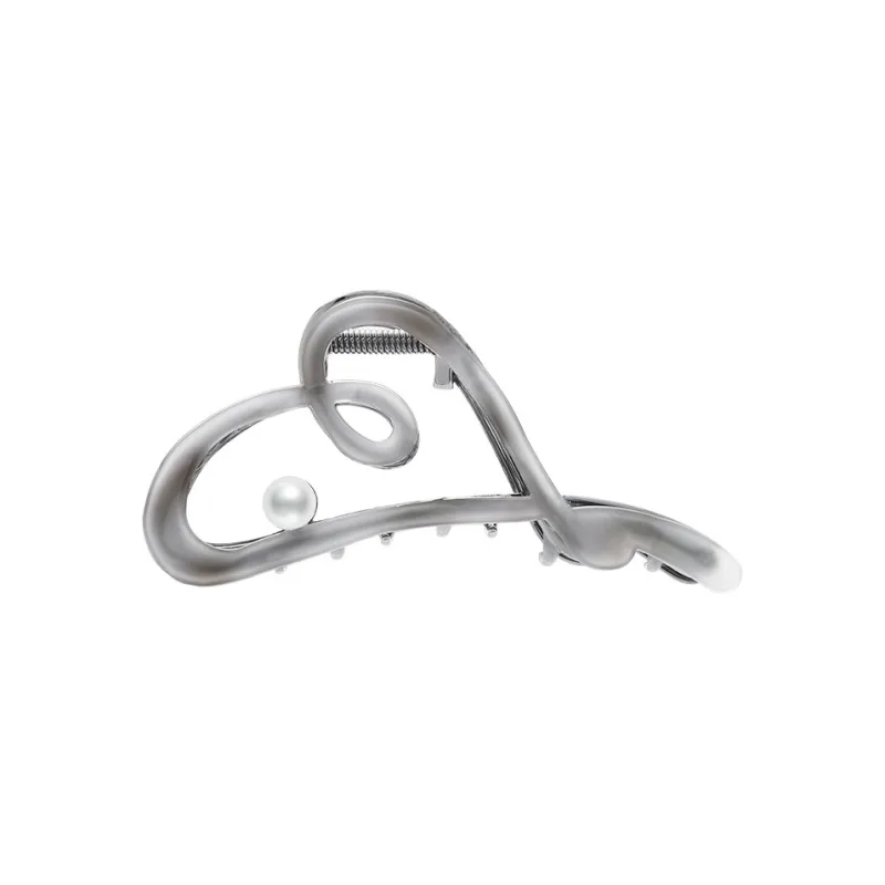 ROYALSASA Acrylic Faux Pearl Alloy Base Grip Hair Claw Clip Women's-0