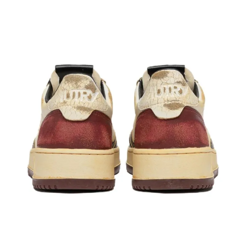AUTRY Super Vintage Abrasion Resistant Low Top Skateboard Shoes Women's Black White Red-2