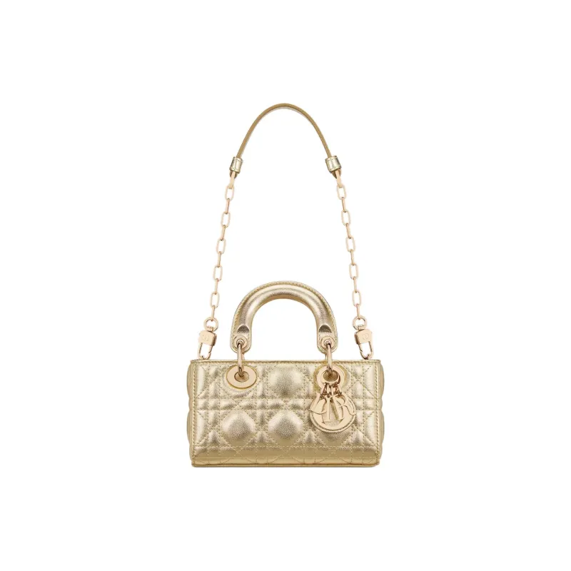 DIOR Lady D JOY Cow Leather Shoulder Bag, Crossbody Bag, Handbag Extra Mini Women's Gold-1