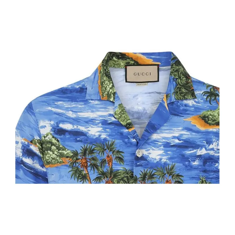 GUCCI Shirts Men Blue-3