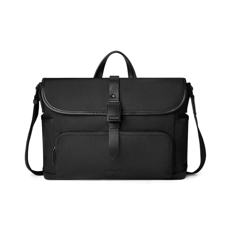 PIERRE CARDIN Fabric Messenger Bag, Shoulder Bag, Handbag Medium Size Men's Black-1
