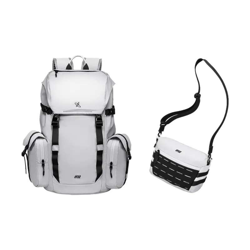 GYXX Artificial Leather Backpack Unisex Jasper/Frost Moon White-10