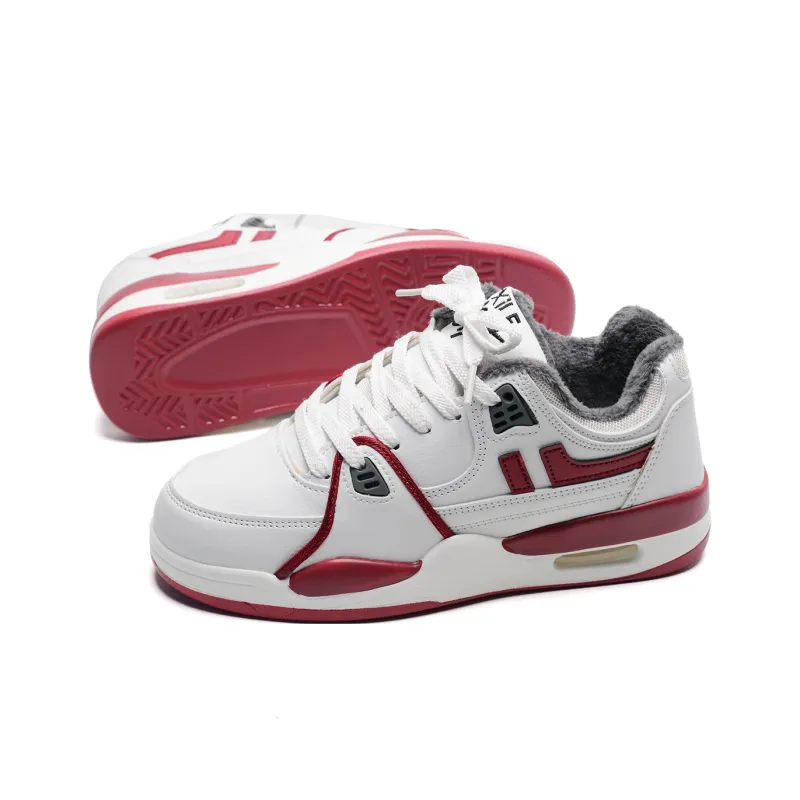 7 SEVFUN Thermal Abrasion Resistant Low Top Skateboard Shoes Unisex White Wine Color-5