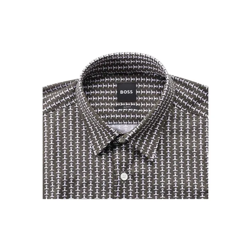 HUGO BOSS Micro Checked Pattern Buttoned Shirt-6
