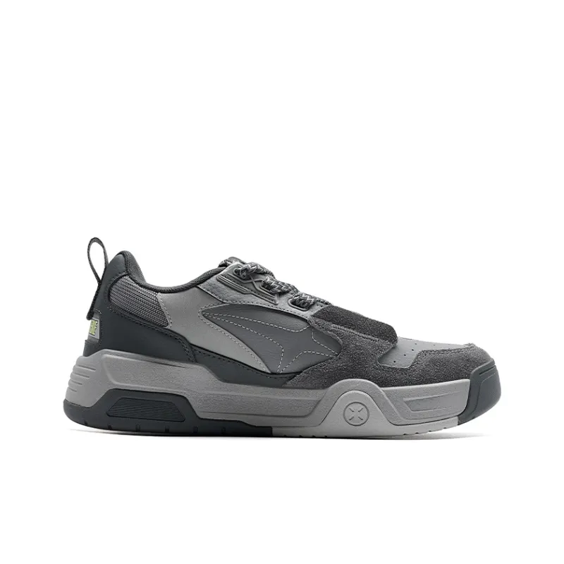 XTEP Wear Resistant Slip Resistant Low Top Skateboard Shoes Men's Charcoal Gray/Smoke Gray/Plain Elegant Gray-1