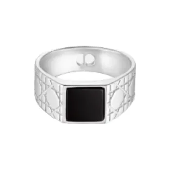 DIOR Sterling Silver Agate Rings Men's Silver