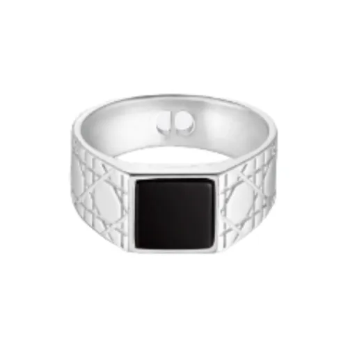 DIOR Sterling Silver Agate Rings Men's Silver