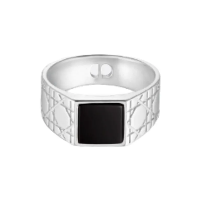 DIOR Sterling Silver Agate Rings Men's Silver-0