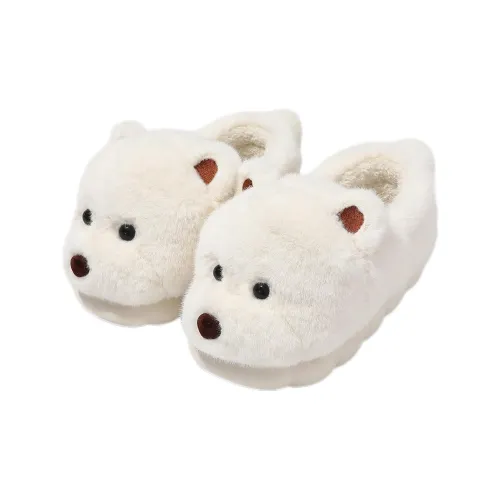Flamingo Small Dog Cute Cotton Slippers Backed For Fall And Winter Indoor Couple Home Use Plush Warm Fuzzy Slippers