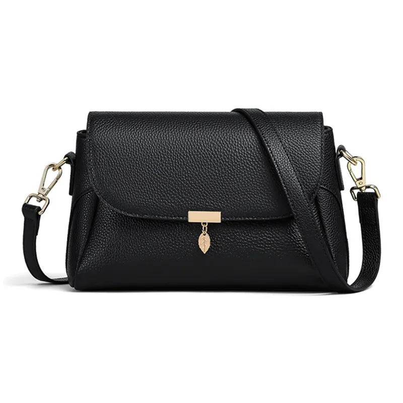 COMELY Cow Leather Patchwork Synthetic Leather Shoulder Bag Crossbody Bag Regular Women's Black-1