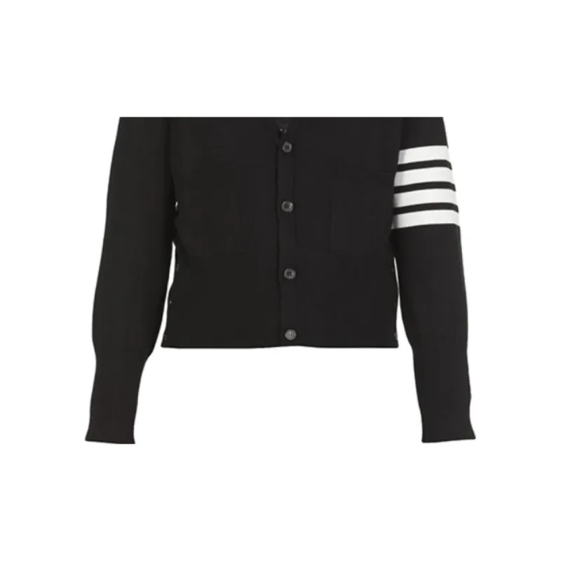 THOM BROWNE 4 Bar Stripe V neck Cardigan-5