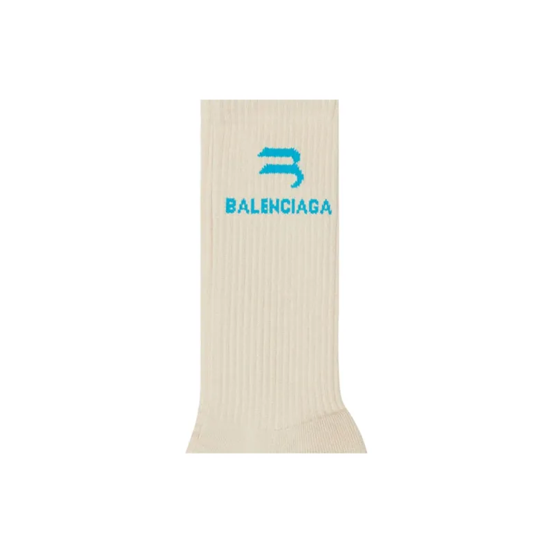 Balenciaga Sporty B Tennis Socks 'Beige/Blue'-1