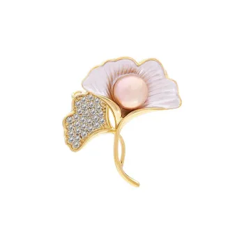 ROYALSASA Copper Faux Crystal Faux Pearl Brooches Women's
