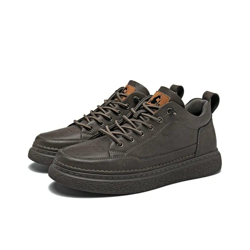 HLA Men's Casual Shoes Men Mid Top Black/Brown-7