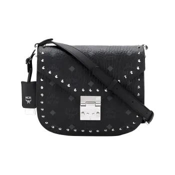 MCM Coated Canvas Crossbody Bag, Shoulder Bag Small Size Women's Black