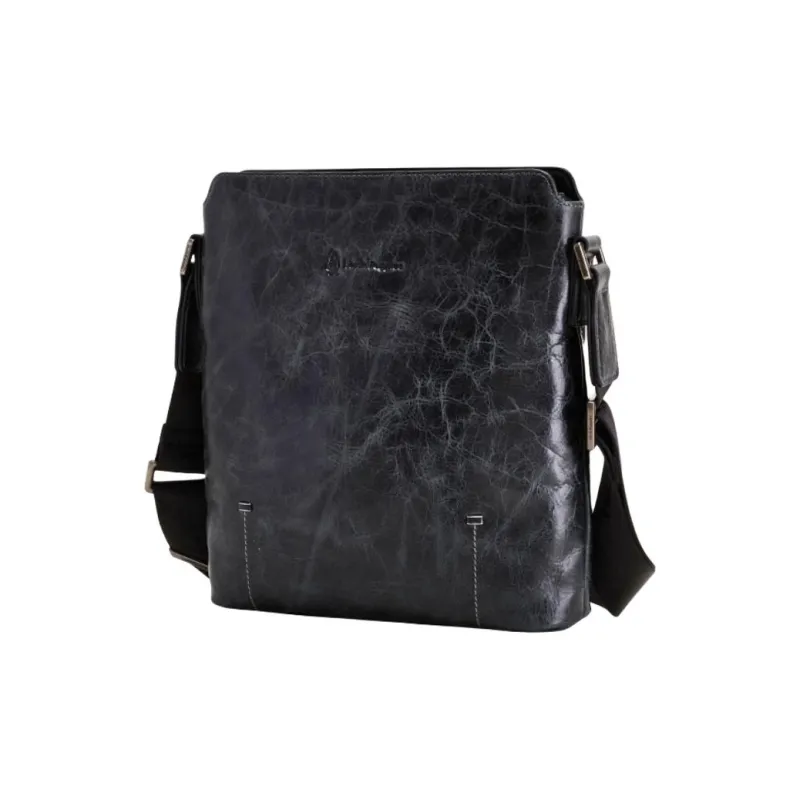 Hush Puppies Cow Leather Crossbody Bag Shoulder Bag Medium Size Men's Blue-1