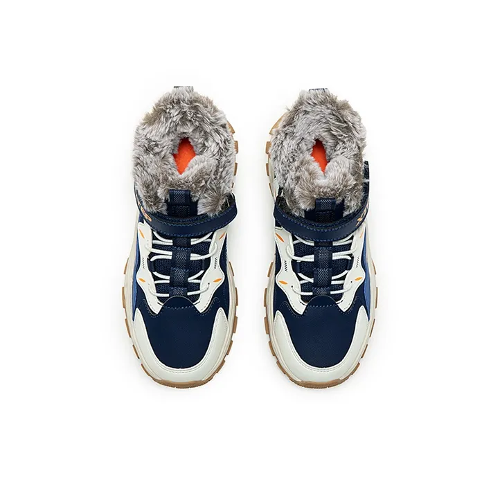 XTEP Anti Slip Wear Resistant High Top Kids Lifestyle Shoes Dark Blue Sail White Daylight Blue Kids'-3