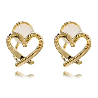 Muyan Alloy Cut Out Heart Clip on Earrings Women's