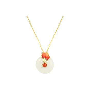 WEITIANXUAN Hetian Jade Necklaces Pale Greenish White Jade Women's